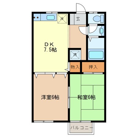 ウェルネス本城＊の物件間取画像